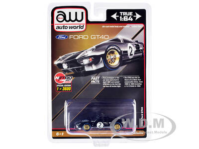 1966 Ford GT40 RHD (Right Hand Drive) 2 Black with Silver Stripes Limited Edition to 3600 pieces Worldwide 1/64 Diecast Model...