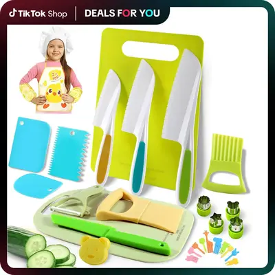 Control Future 31pcs Kids Cooking Set Toy: Montessori Kitchen Toy Safe Culinary Tools for Kids 4 - 12 - Valentines Gifts - Va...