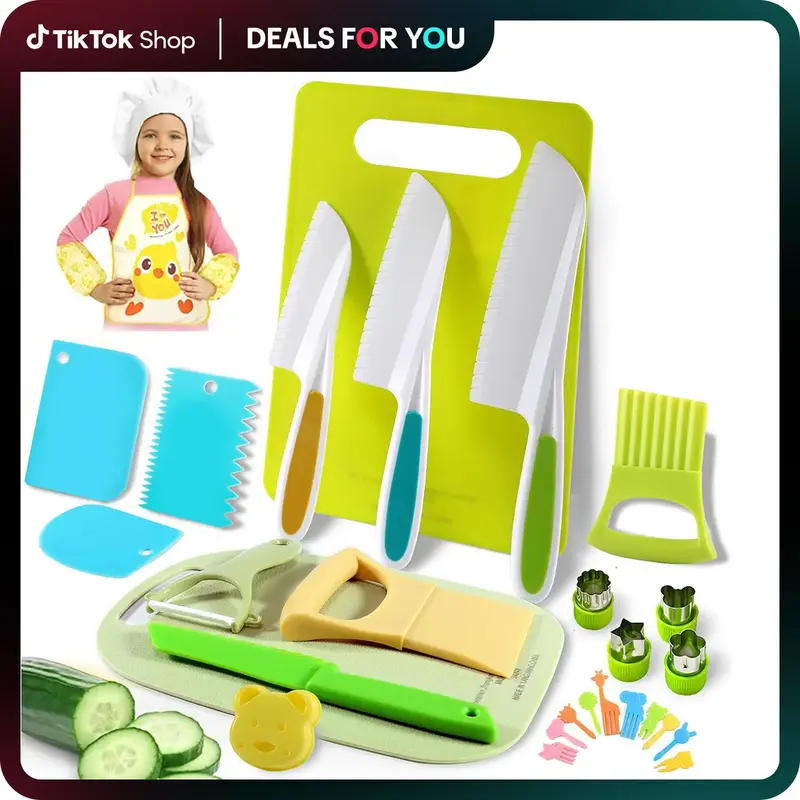 Control Future 31pcs Kids Cooking Set Toy: Montessori Kitchen Toy Safe Culinary Tools for Kids 4 - 12 - Valentines Gifts - Va...