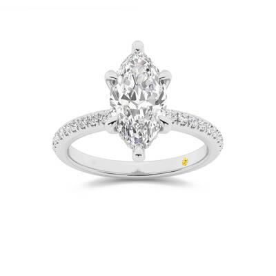 Aurelia Half Coverage Hidden Halo Marquise Lab Grown Diamond Engagement Ring | 10K White Gold 4 1/2 CT. TW.
