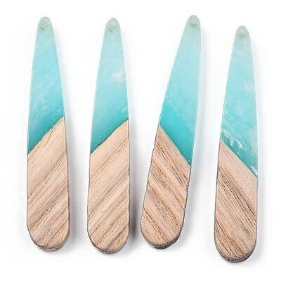Transparent Resin & White Wood Pendants