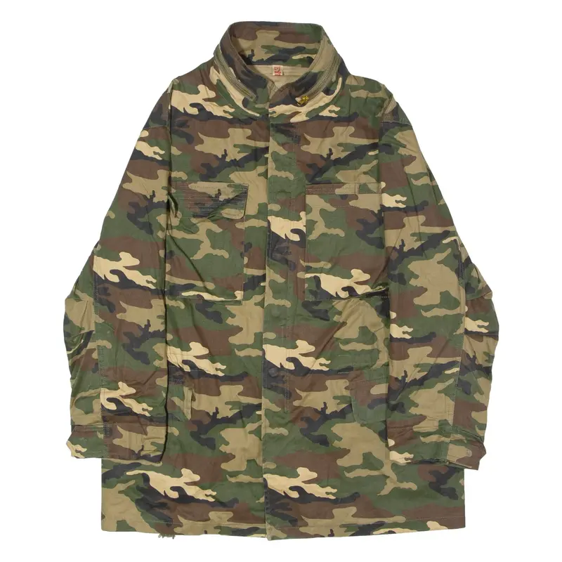 EYKAY Mens Military Jacket Green Twill 90s Camouflage M