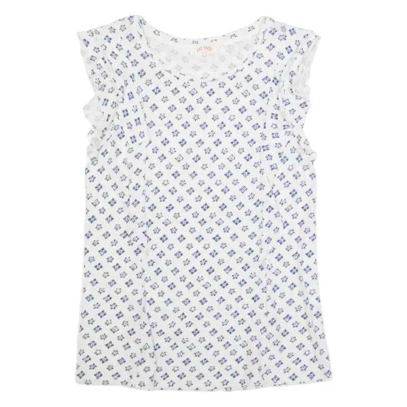 FAT FACE Womens Printed Vest White Sleeveless Spotted UK 8