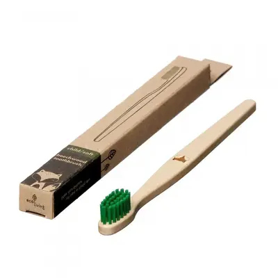 Kids 100% Plant-Based Beech Wood Toothbrush - Fox (FSC 100%) | Color: Green