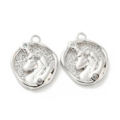 Brass Micro Pave Cubic Zirconia Charms