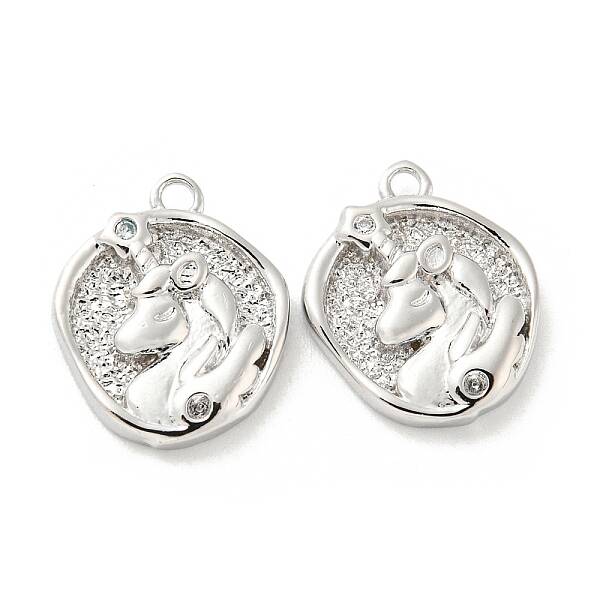 Brass Micro Pave Cubic Zirconia Charms