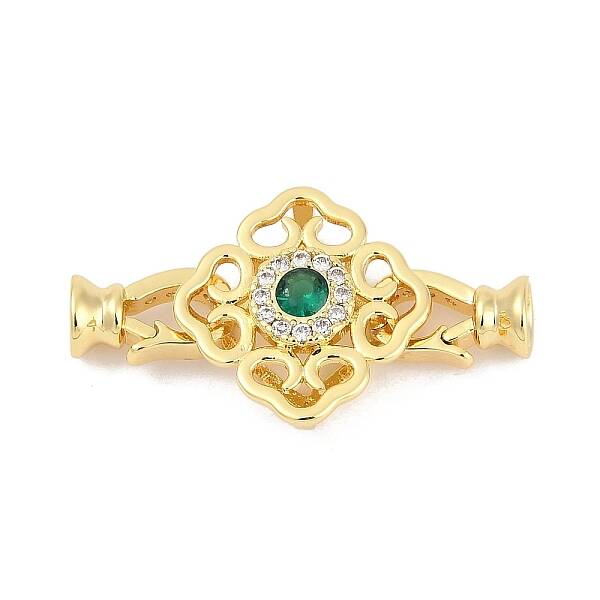 Brass Micro Pave Clear Cubic Zirconia Fold Over Clasps