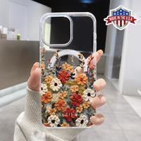 Vintage oil painting flowers Pattern Magnetic Phone Case Supports Wireless Charging for iPhone 15 16 14 Pro Max 13 12 11 XR X...