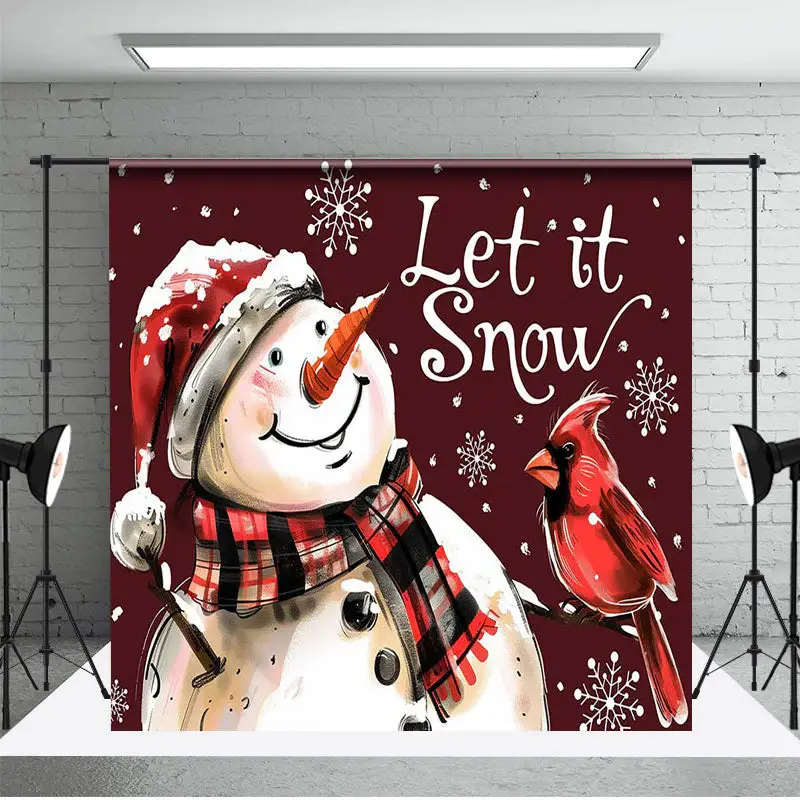 Aperturee Winter Let It Snow Snowman Bird Christmas Backdrop - Aperturee