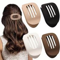 Solid Color Hair Clip, 4pcs Oval Acrylic Hair Clips Set for Women, neutral hair accessories  No Trace Flat Large Hair Clip, E...
