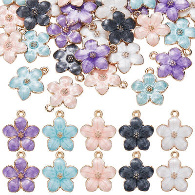 40Pcs 5 Colors Zinc Alloy Enamel Pendants
