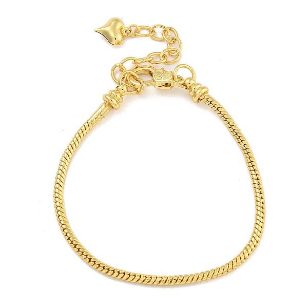 2.5mm Brass European Style Round Snake Chain Bracelets for Jewelry Making