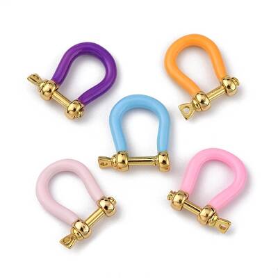 Brass Enamel D-Ring Anchor Shackle Clasps