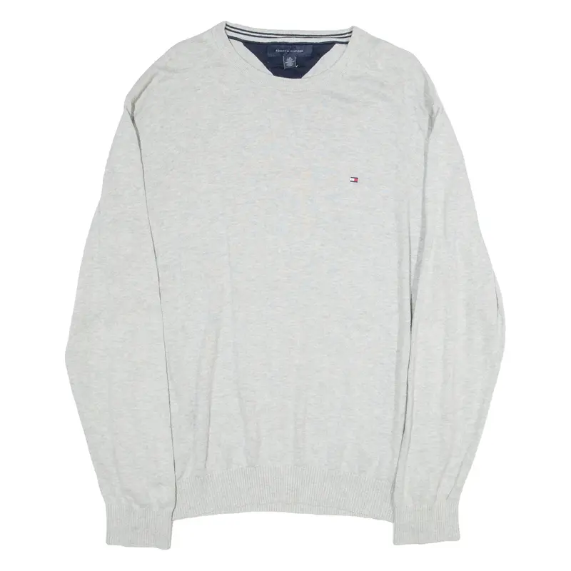 TOMMY HILFIGER Mens Jumper Grey Tight Knit L
