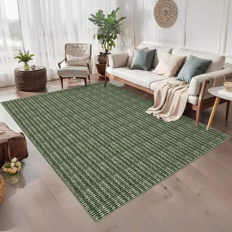Garvee Soft Washable Non-Slip Doormat - Modern Green Braided Low Pile Rug - Non-Shedding Indoor Throw Mat - Mark Resistant Ca...