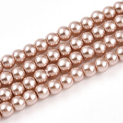 Baking Painted Pearlized Glass Pearl Round Bead Strands