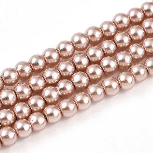 Baking Painted Pearlized Glass Pearl Round Bead Strands