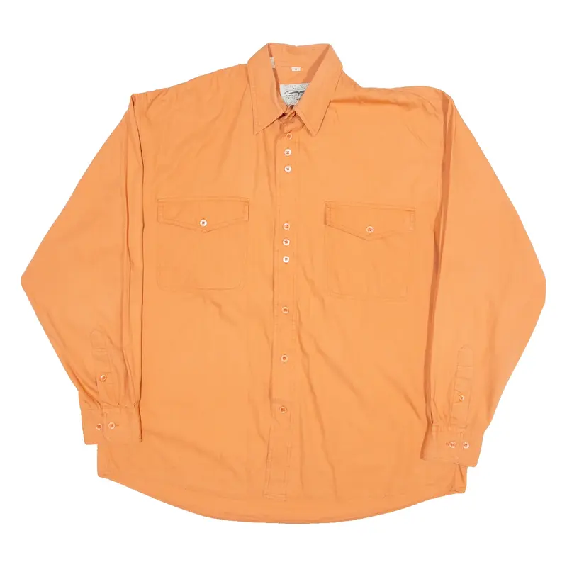 Bone Alley Mens Plain Shirt Orange Long Sleeve M