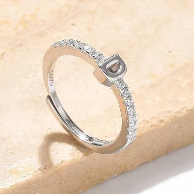 S925 Sterling Silver Adjustable Letter Rings for Women