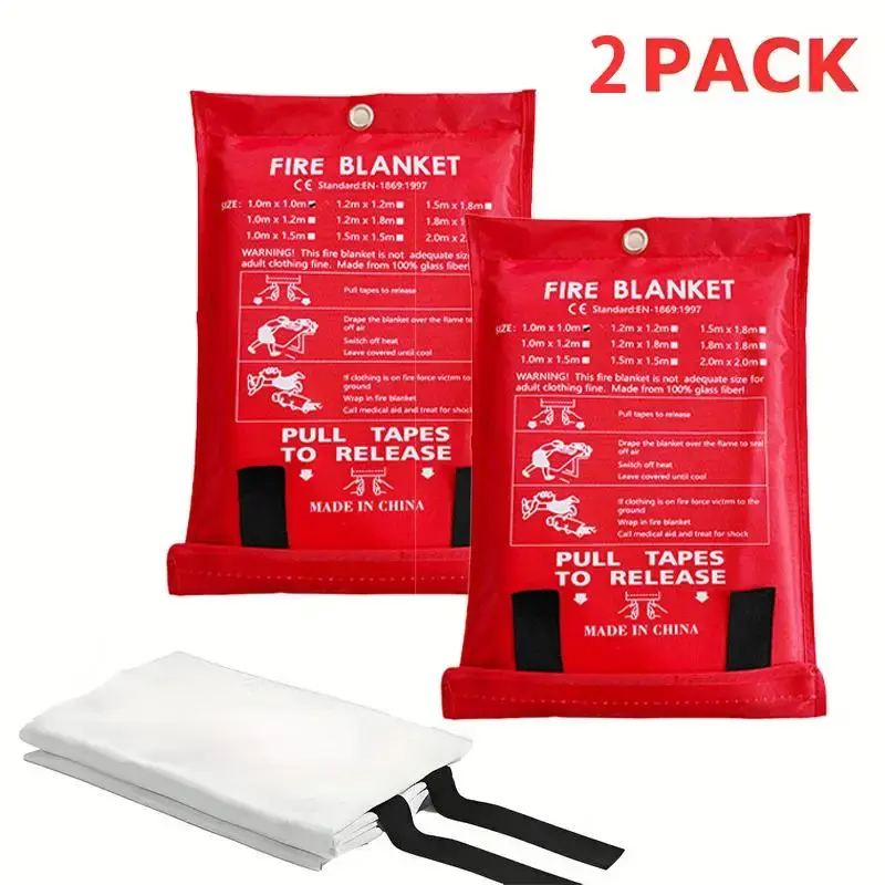 Fire Blanket, Fiberglass Material Fire Blanket, Emergency Fire Blanket for Kitchen, Home, School, Office, Camping, Car Fire ...