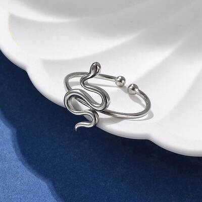 Snake 304 Stainless Steel Open Cuff Ring for Women