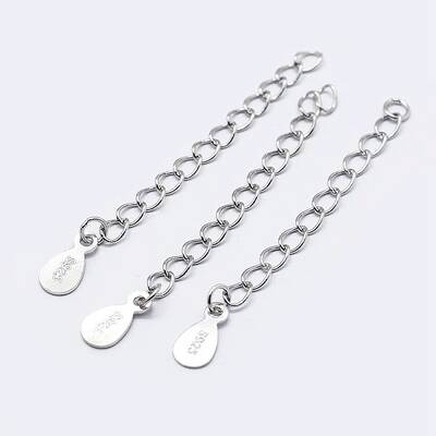 925 Sterling Silver End with Extender Chains and Teardrop Charms