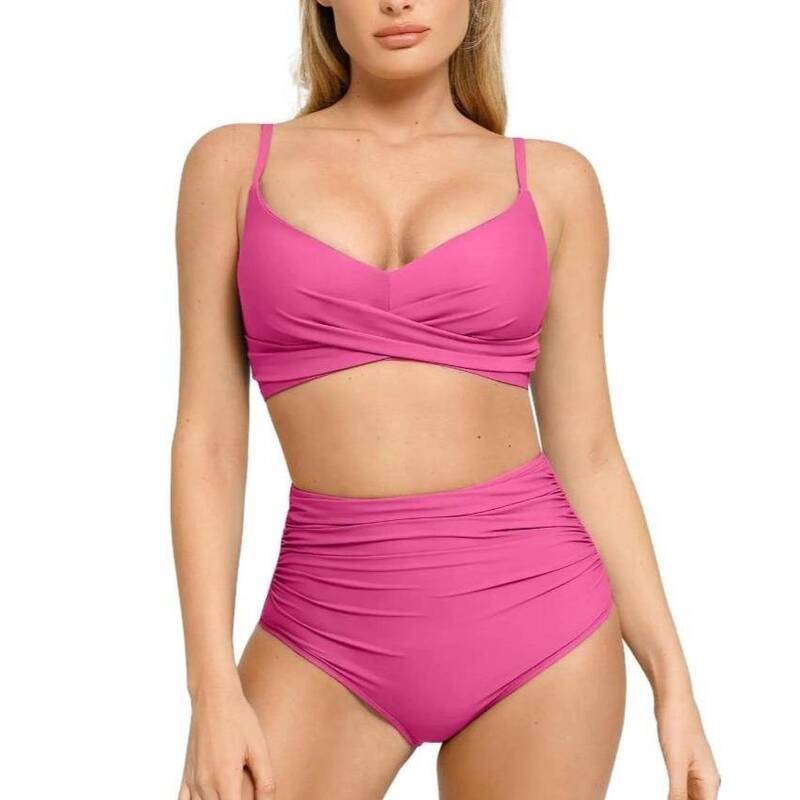 Popilush Ruched High-Waist Shapewear Bikini Set