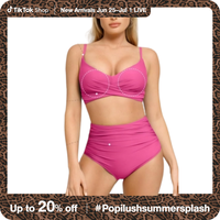 Popilush Ruched High-Waist Shapewear Bikini Set