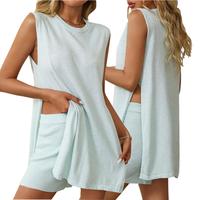 Encolax Women Summer 2 Piece Outfits Sleeveless Knit Sweater Top & Shorts Soft Lounge Sets Travel Beach 2025 Spring Clothes S...