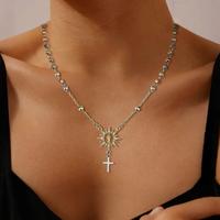 MEIITRUE 14K Gold Plated Cross Pendant Necklace for Women, Rhinestone Cross Faith Necklace for Party, Trendy Jewelry Gift