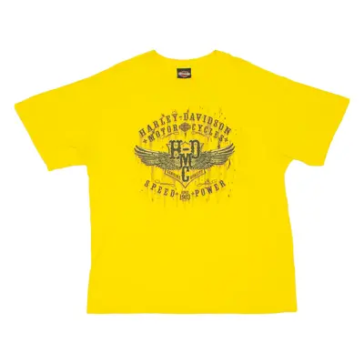 HARLEY DAVIDSON Mens Biker T-Shirt Yellow USA XL