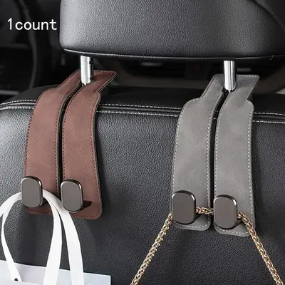 Car Seat Back Hidden Hooks, 1 Count PU Leather Car Seat Back Organizer, Universal Car Interior Accessories for Various Car Mo...