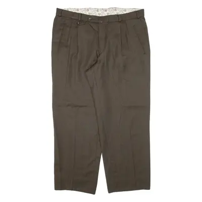 CARLETTI Pleated Mens Knit Trousers Brown Regular Straight W36 L27
