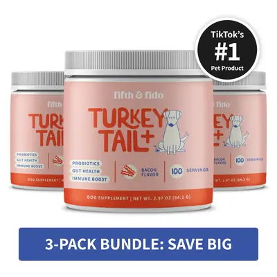 3 Pack of Turkey Tail+ - Tiktok Exclusive - Dog Food Topper with Probiotics to Support Lipomas, Immune Support & Gut Health -...