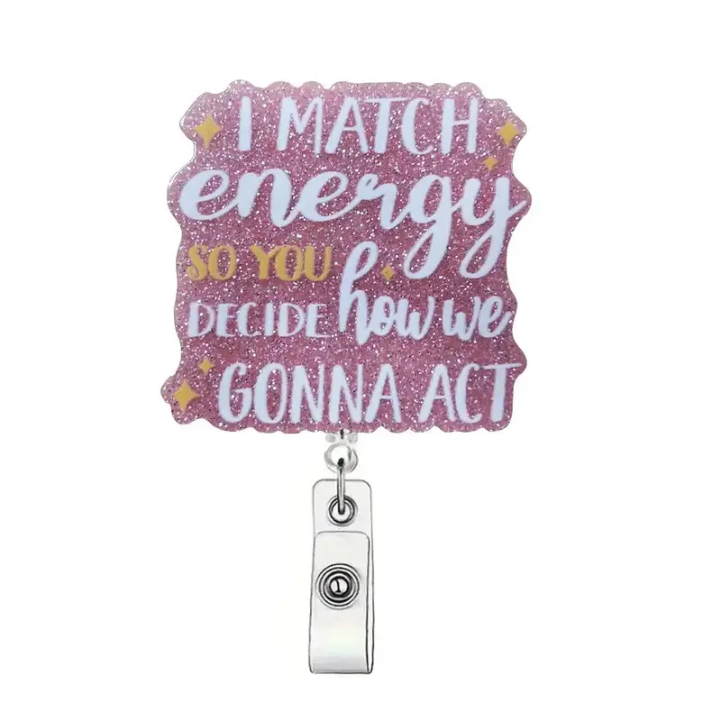 Letter Pattern Retractable Badge Holder, 1 Count Cute Badge Scroll Badge Clip, ID Card Pack for Students Office Staff Doctors...