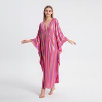 Bsubseach Women Ethnic Print Kaftan Dress ,Plus Size All Over Print  Sleeve TunicDress, Boho Casual V Neck 3/4 Sleeve TunicDr...