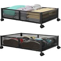 Flycity Under Bed Storage Box 2 Pack  with Rotating Wheels , Under Bed Shoe Storage Organizer Drawer for Bedroom Clothes Shoe...