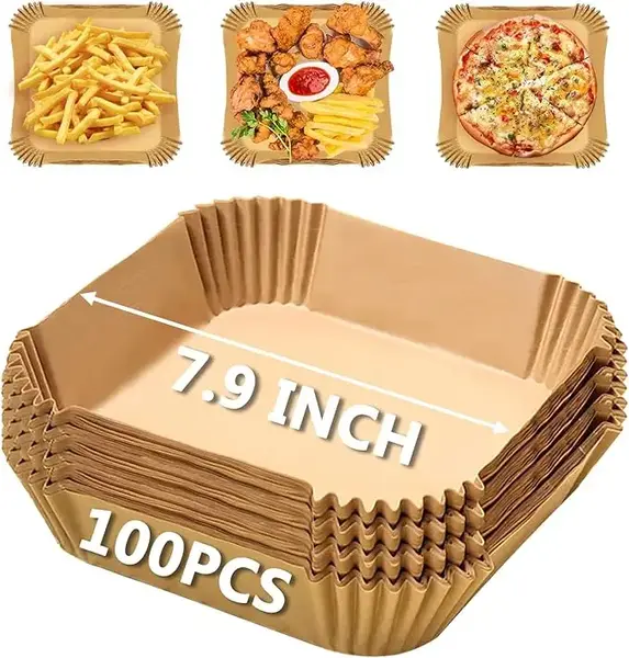 Air Fryer Disposable Paper Liner, 100 Pieces Air Fryer Parchment Square Liner, Non-Stick, Grease Resistant Baking Paper for A...