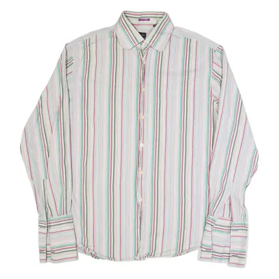 PAUL SMITH Mens Shirt Beige Striped Long Sleeve L