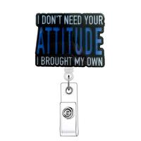 Letter Pattern Retractable Badge Reel, 1 Count Acrylic ID Card Clip for Nurses, Doctors, Students & Office Staff, Identificat...