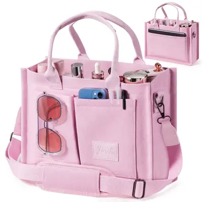 Canvas Tote Bag with Pockets Work Handbag for Women Fashionable Crossbody Bag Everything Shoulder Bag Everyday Satchel Bag Tr...