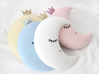 Crescent Moon Pillow (12 colors) with Crown