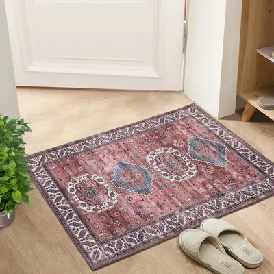 Garvee Vintage Washable Area Rug 2'x3' Doormat Boho Rug Faux Cashmere Non Slip Rugs for Living Room Bedroom Oriental Rug Mat ...