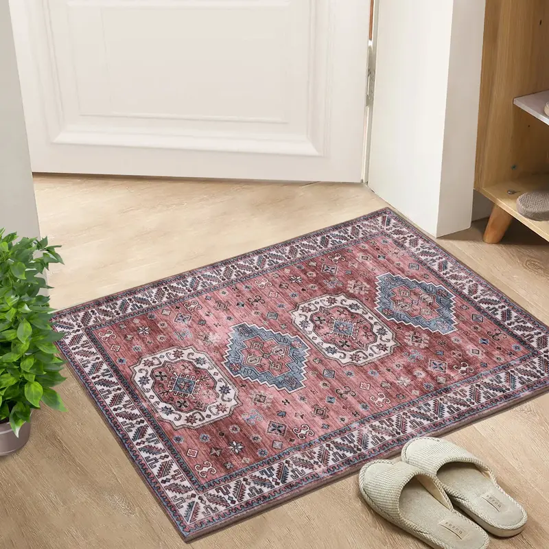 Garvee Vintage Washable Area Rug 2'x3' Doormat Boho Rug Faux Cashmere Non Slip Rugs for Living Room Bedroom Oriental Rug Mat ...
