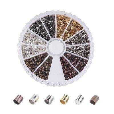 1 Box 6 Colors Brass Crimp Beads