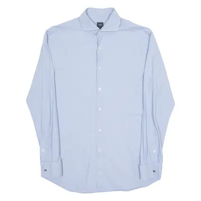 HUGO BOSS Slim Fit Mens Shirt Blue Gingham Long Sleeve L