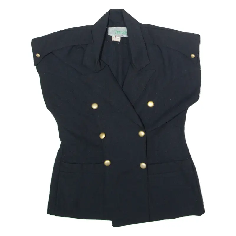 ANNIE GERAR Womens Blazer Waistcoat Blue Viscose 80s XS