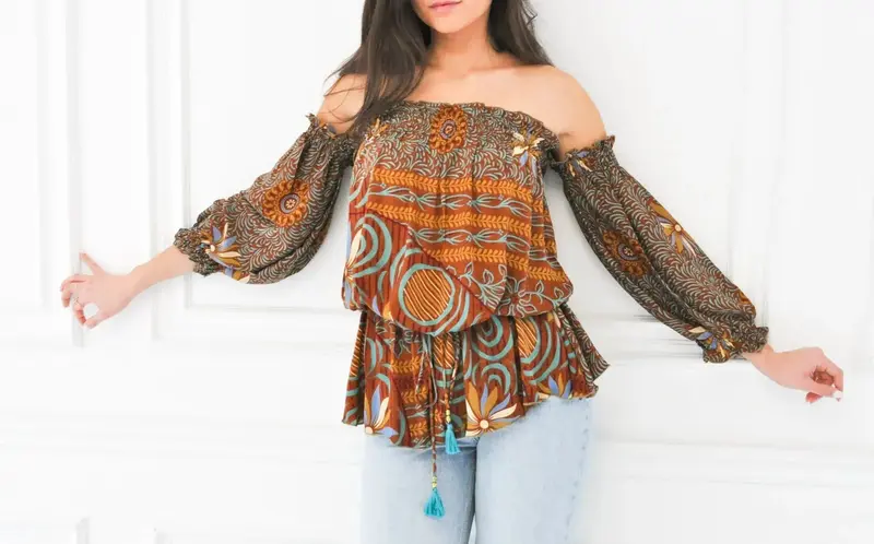 Love Me Off Shoulder Top - Upcycled | SIZE: M/L | Color: Brights