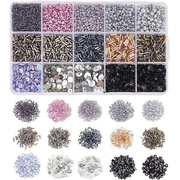 300g 15 Colors Glass Seed Beads