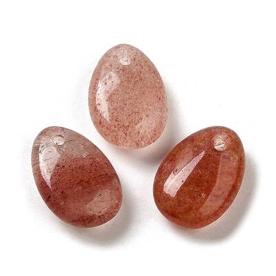Natural Strawberry Quartz Teardrop Charms